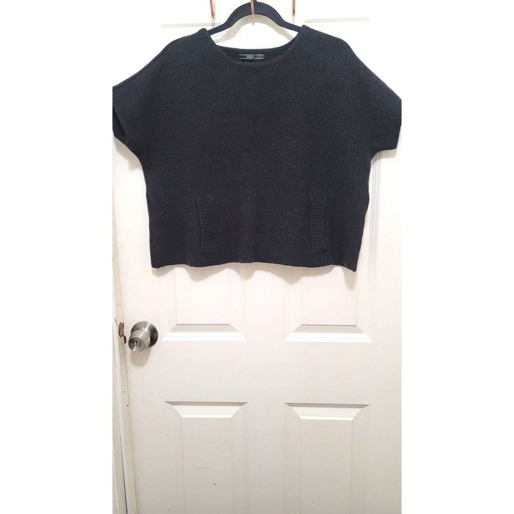 Blu Pepe Womens Wool Blend Short Sleeve Thick  Sweater Top Size S Black